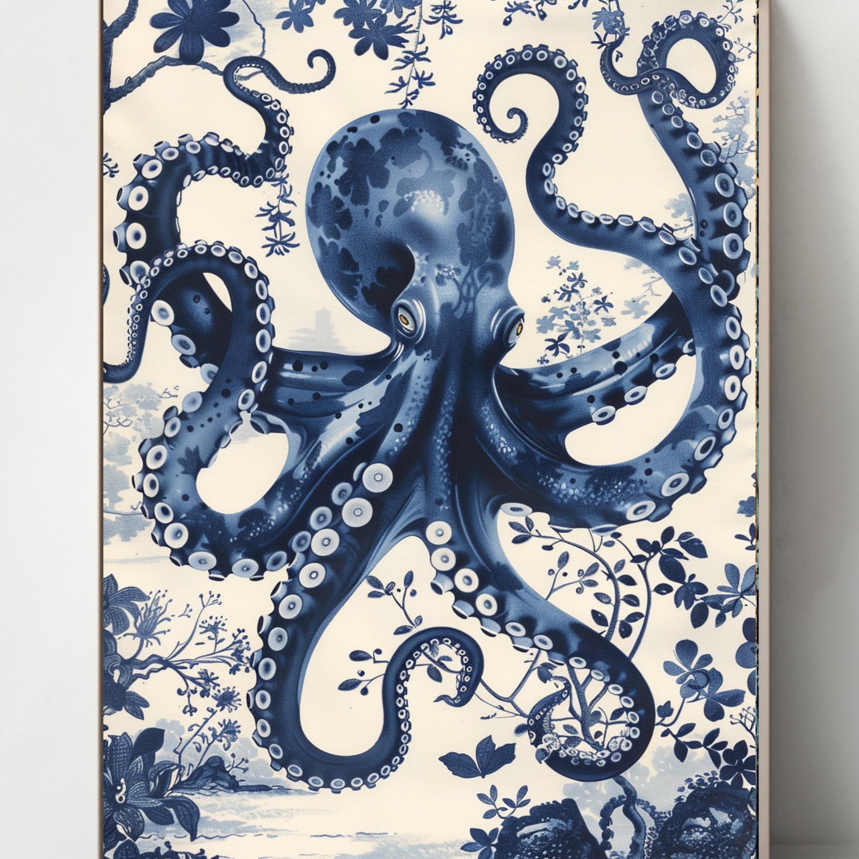 タコ5個セット、ブルー装飾、デルフトスタイル - Etsy 日本