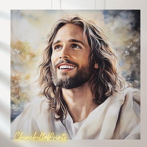 Jesus Set of 5 Jesus Watercolor Christ&#39;s Embrace Jesus Picture Jesus Painting Jesus Art Christ&#39;s Smile Jesus Wall Art Xmas Gift