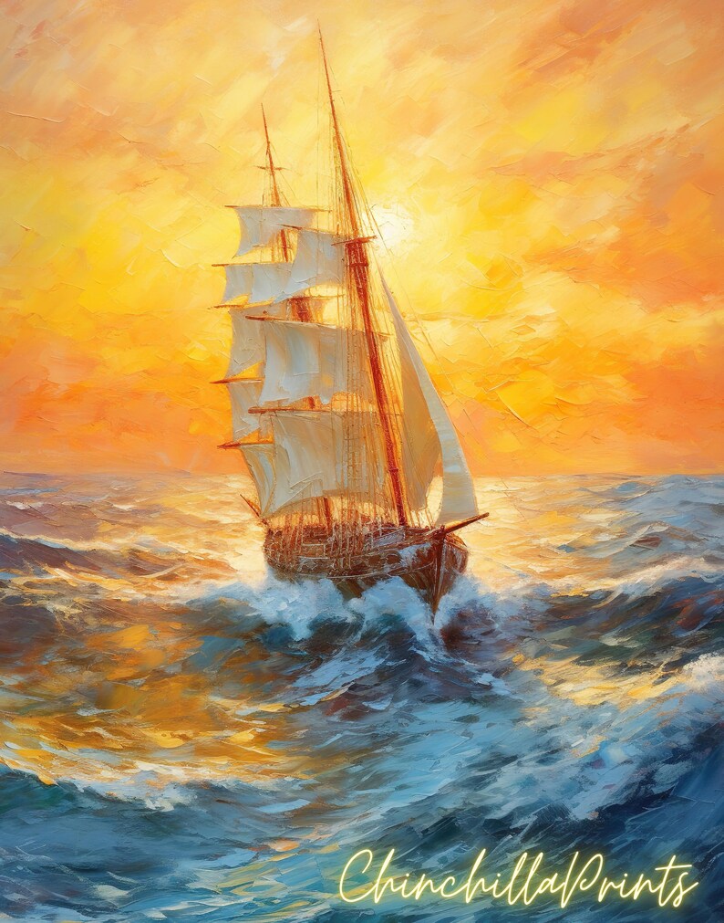 Warship Digital Download. Ship Art Print. Ship and Sunset. Ship Wall