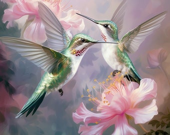 Hummingbird Print Art print  Hummingbirds Painting Bird Art Bird Prints Hummingbird on flowers Colorful Art Bestselling art