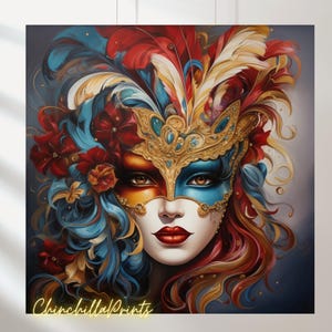 Retratos de mulheres Menina com uma máscara de baile de máscaras, Máscara Veneziana Conjunto de 7 Máscaras Máscara de Carnaval Veneza Carniva Senhora Veneziana, Meia Máscara de Columbina