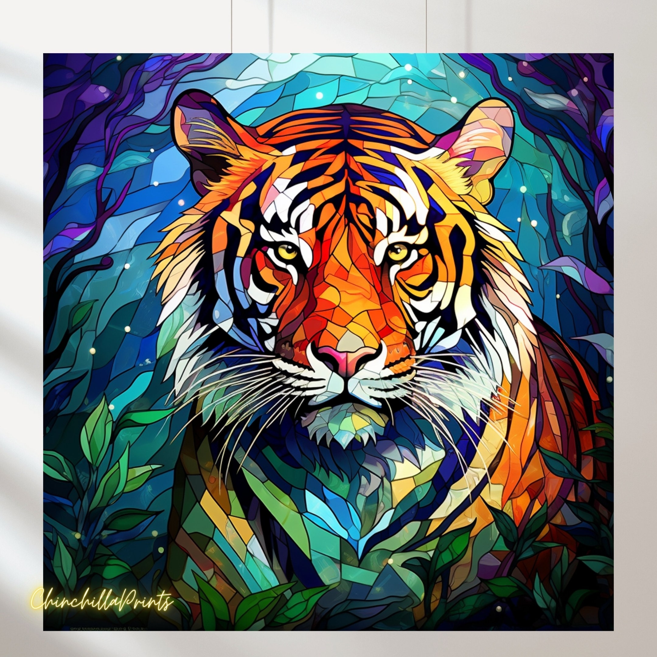 ステンドグラスの虎の壁アート5点セット デジタル - Etsy 日本