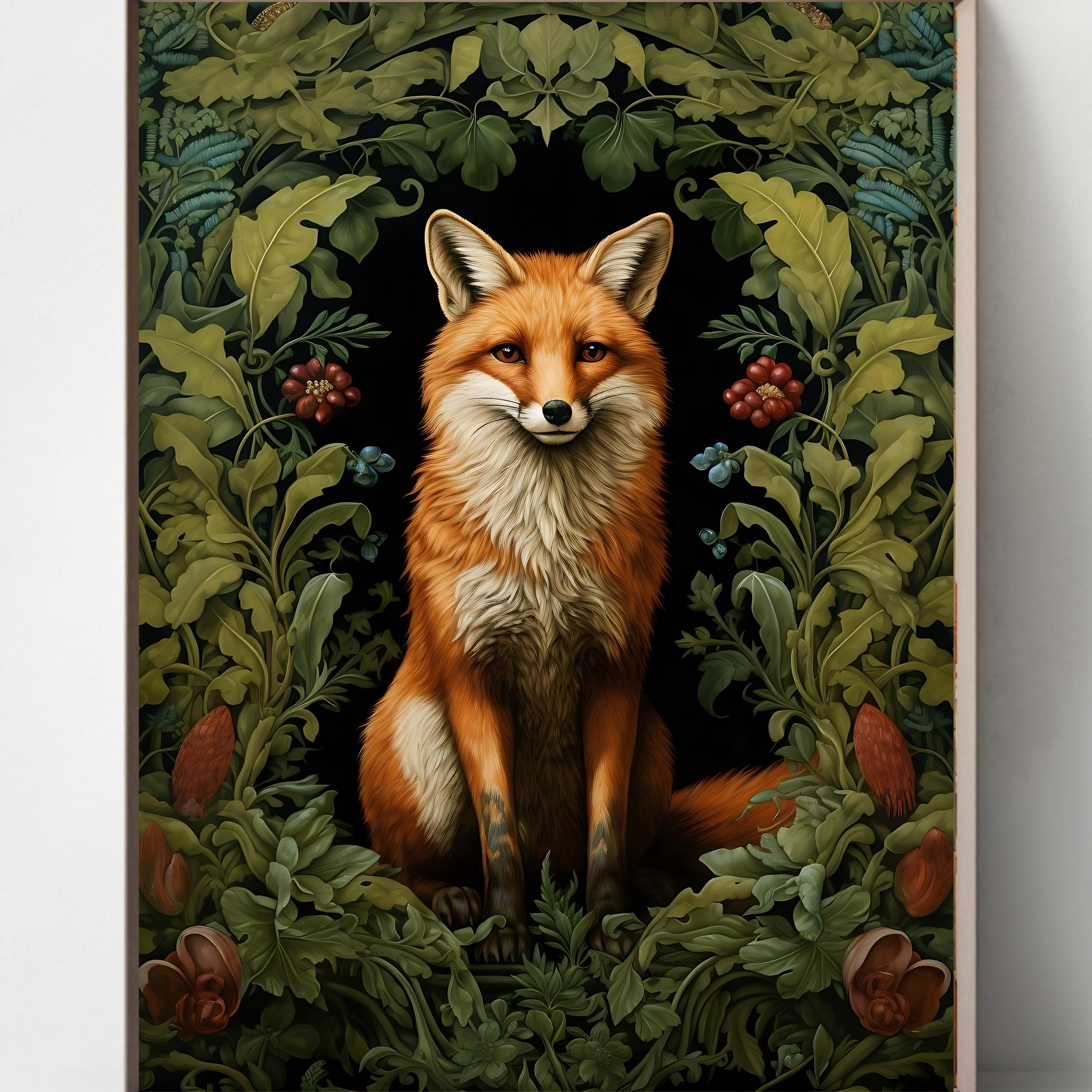 8.5''x11'' Set of 4 Fox Art Nouveau Prints: William Morris Floral