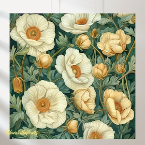 Fliesendesign im Jugendstil, William Morris, Helle Blumendekore
