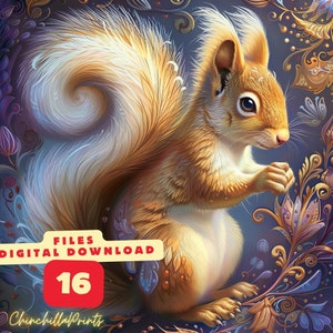 Style Squirrel Shabby Chic Style, Squirrel in Art Nouveau Style. Delicate Floral ...