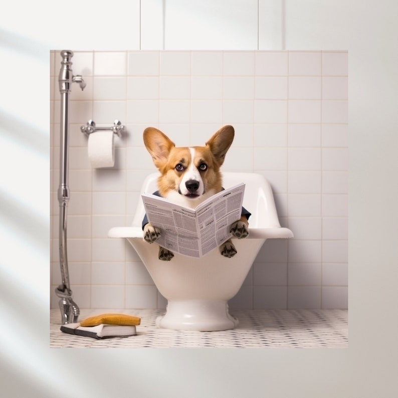 Pembroke Sitting on the Toilet, Reading a Newspaper