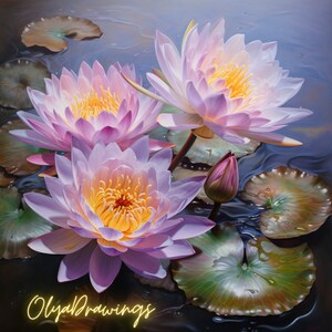 Set of 8 Lotus Flower Wall Art Print: Vintage Japanese Illustration ...