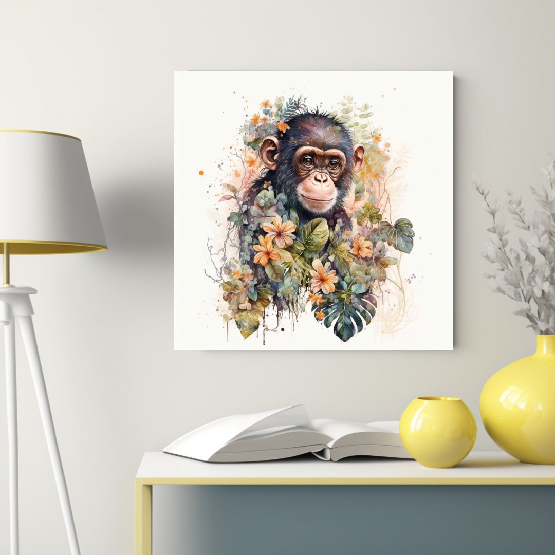 Set of 4 Monkeys Wall Art Monkey Pop Art Digital Print Monkey Etsy