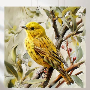 Set of 4 Atlantic canary (Serinus canaria), wild canary, island canary, lives on the Canary and Azores Islands, as well as on Madeira