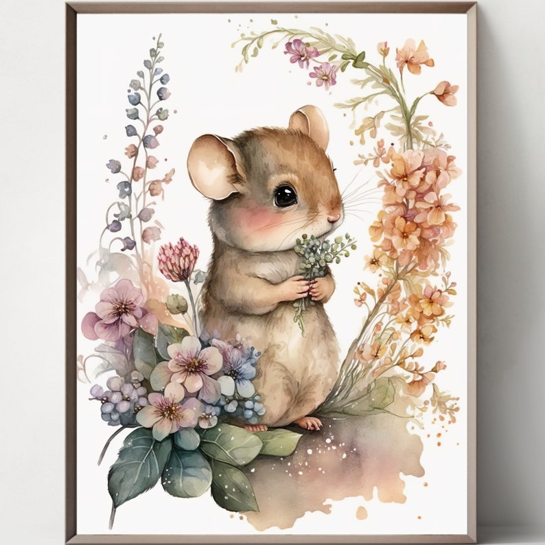 Watercolor Animals 45mm Printable Images Round Digital Cabochons