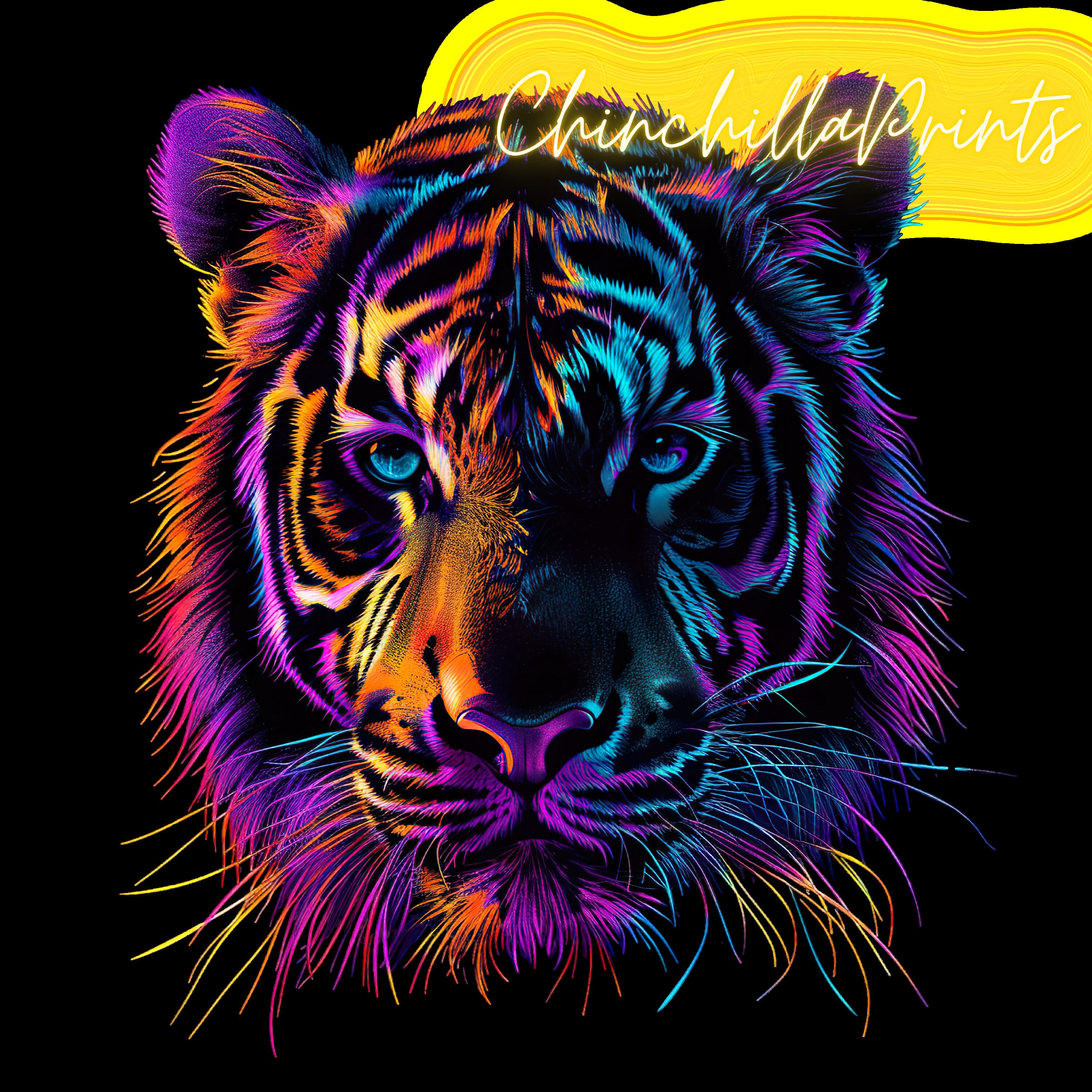 Rgb Tiger Set of 5 Neon Rainbow Tiger Design: Sublimation, T-shirt, Wall Art (JPG ...