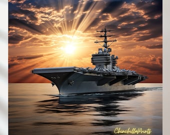 Warship Art Print Set of 4, USS America Navy Ship, Naval Ship Art, Armed Forces, Watercolor Ship, Art Print, Combatant ship