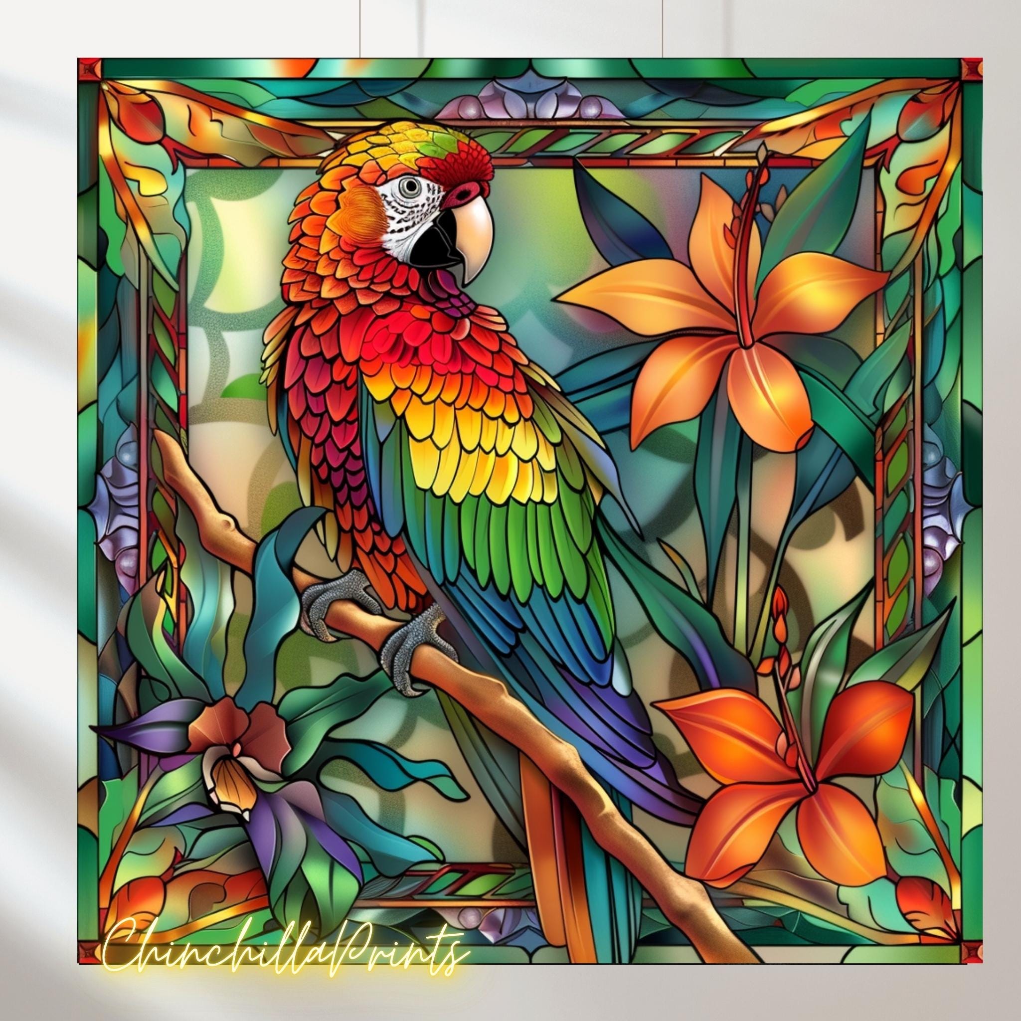 ステンドガラス　壁がけ　鸚鵡　インテリア　送料込み251018 ステンドガラス 壁がけ 鸚鵡 インテリア 送料込み251018 ステンド