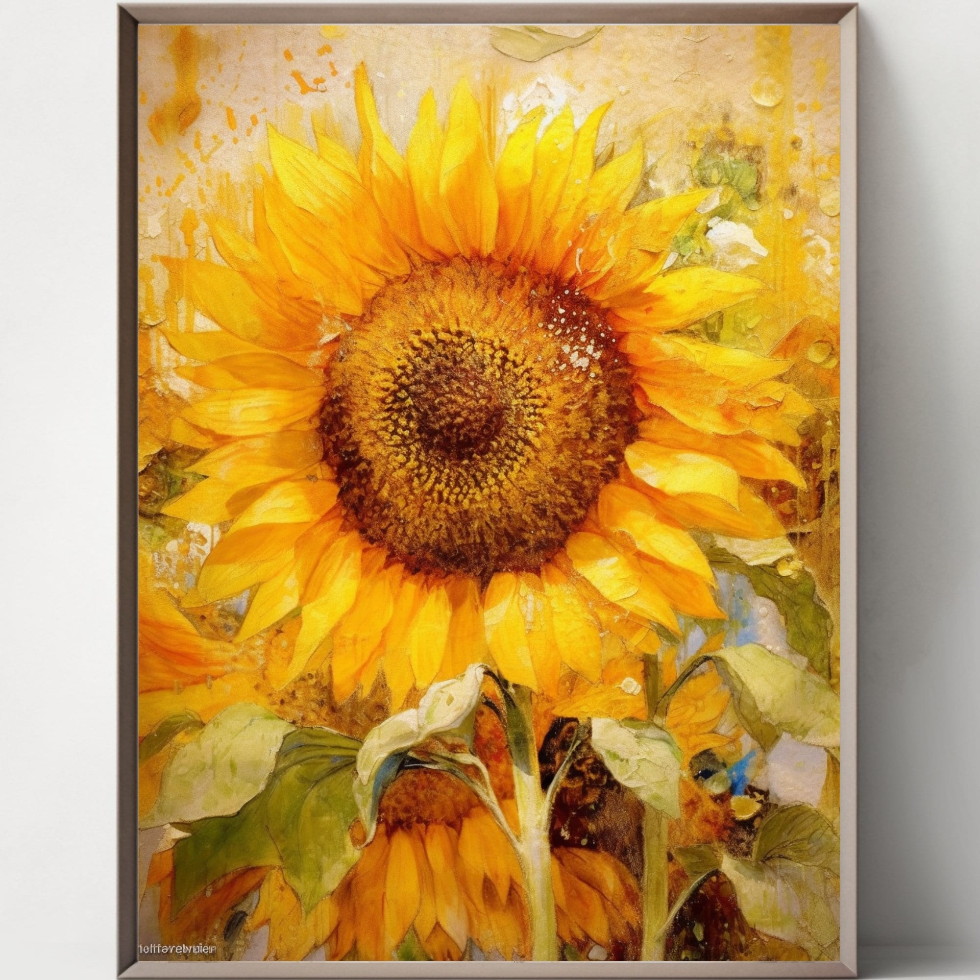 Set of 4 Sunflower Bouquet Print Set: Botanical Floral Wall Art ...