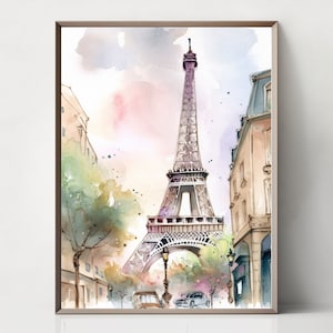 Paris Art Print Eiffel Tower Art Print France Poster Paris Poster Watercolor Travel Poster France Wall Art Paris Romantic Painting