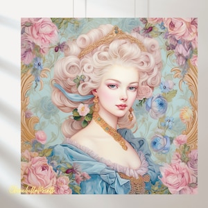Marie Antoinette Portrait Print Set: Shabby Chic Rococo Wall Decor (Digital Download)
