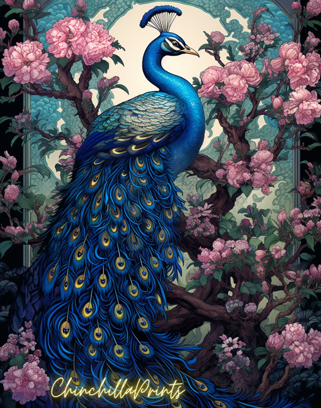 William Morris Print, Peacocks in Art Nouveau Style 5 Cliparts, Art ...