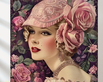 Women's portraits, Fashion images of the 20s, Vintage painting, Women's images in art