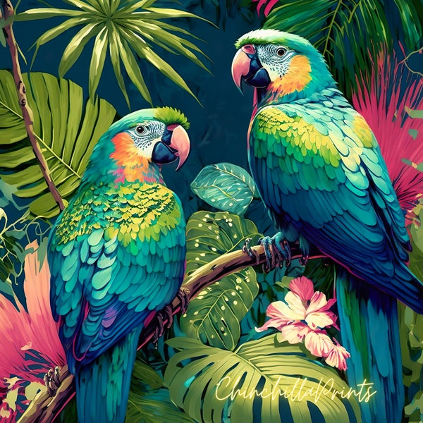 Parrots Pop Art Prints Colorful  Pop Art Digital Posters Pop Art Jungle Posters  Parrot Painting Parrots Poster Parrots Art