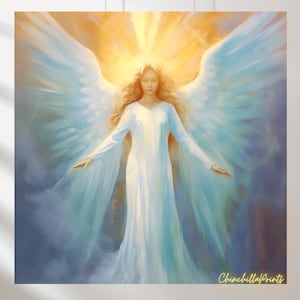 Angel of light, Angel of Divine Light, Art Abstract Angel  Print Oil Painting Home Decor Wall Decor Gift Spiritual Archangel Uriel