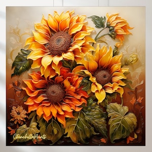 Sonnenblumen Set von 7, Sonnenblumen, Blumenstrauß Druck, Botanische Wandkunst, Wandkunst, Blumenwandkunst, Sonnenblumendruck