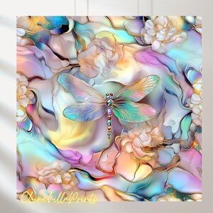 Libelle 5er Set, Jugendstil Libelle, Libelle aus Marmor Fliesen, Wandkunst, Instant Download