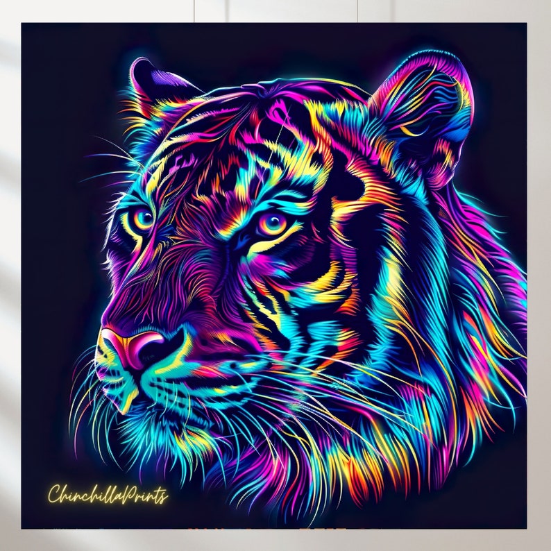 Rgb Tiger Set of 5 Neon Rainbow Tiger Design: Sublimation, T-shirt, Wall Art (JPG ...