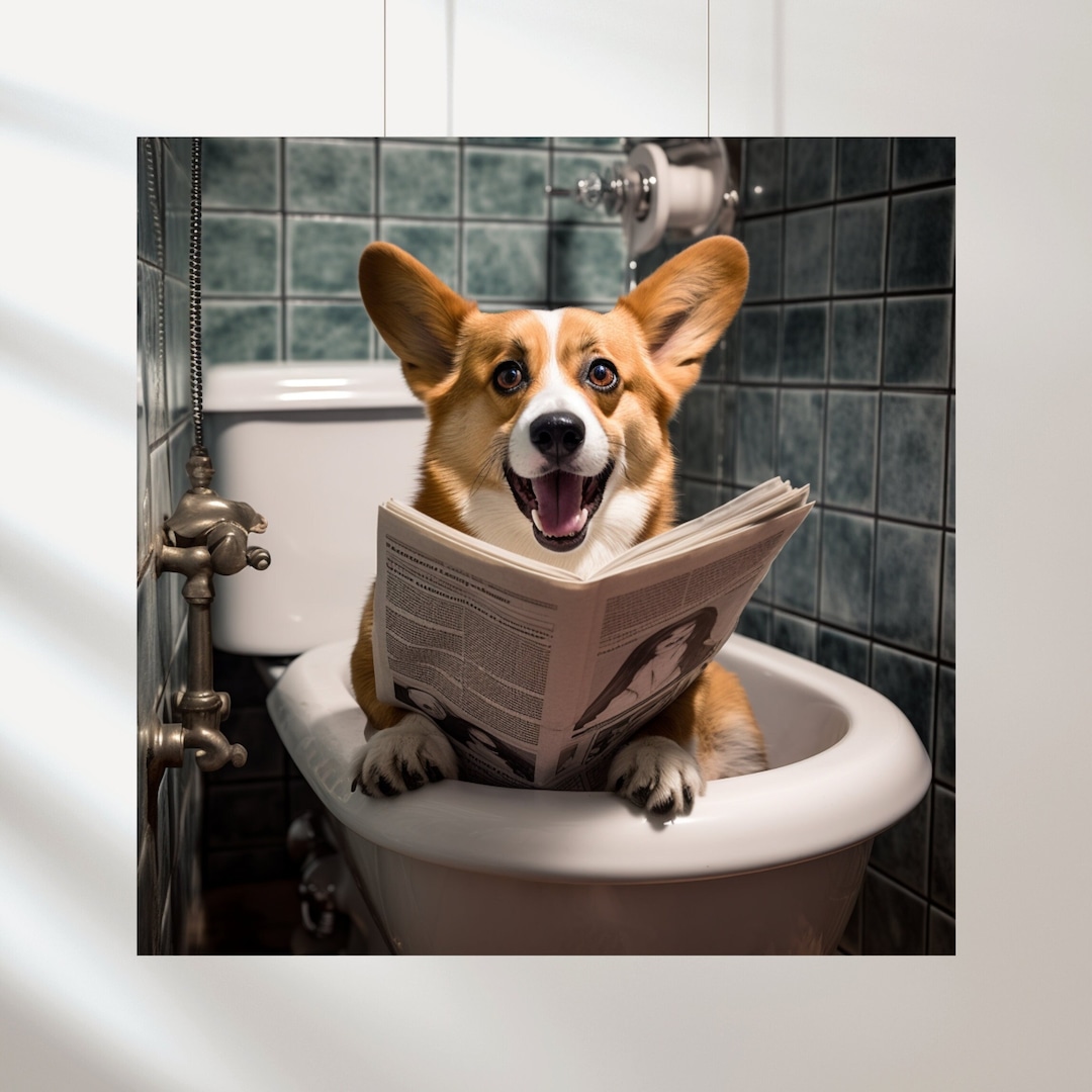 Pembroke Sitting on the Toilet, Reading a Newspaper