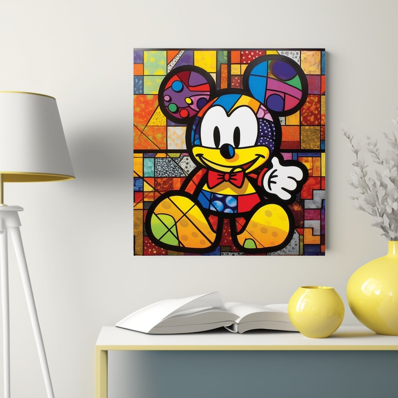 Watercolor Mouse Britto Garden Romero Britto style Abstract painting. Pop Art image 3