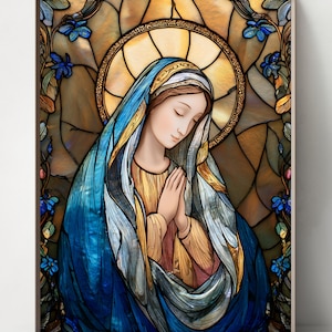 Blessed Virgin Mary Set of 4 Watercolor art, DOWNLOADABLE digital print, catholic printable,  digital download, christian