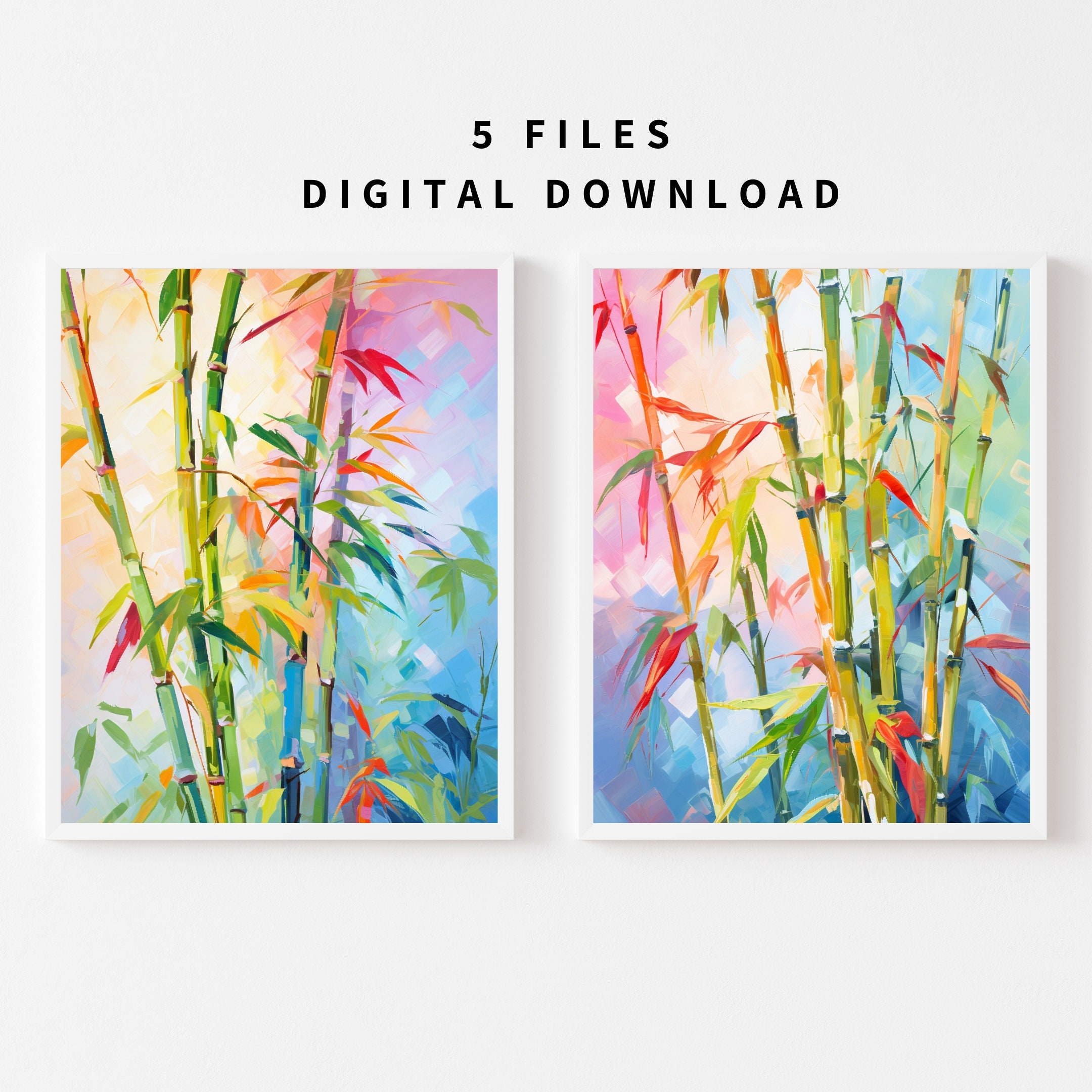 竹の水彩画プリント25枚セット（デジタルダウンロード） - Etsy 日本