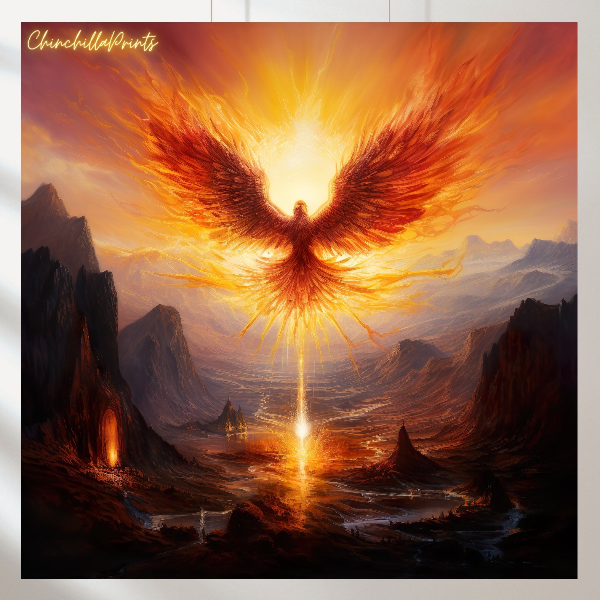 Set of 4 Phoenix Rising Print Set, Mythical Bird Art (digital Download ...