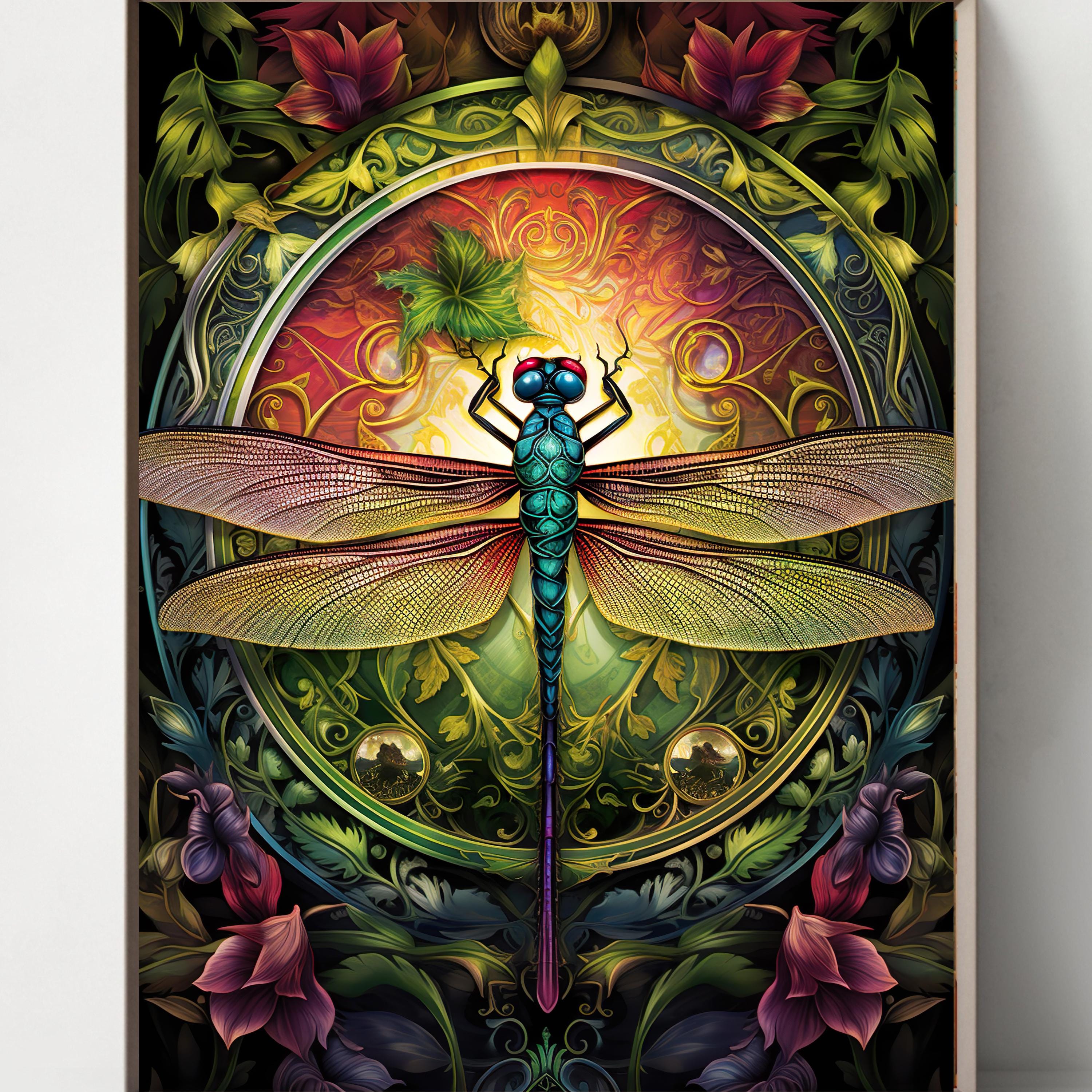 Dragonfly Art Nouveau Print Set: William Morris Style (digital