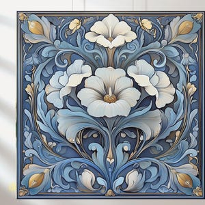 William Morris Set of 5 Shabby chic tile design, Pastel floral decors, Mallows, JPG files Design Great for Sublimation onto Metal Signs,