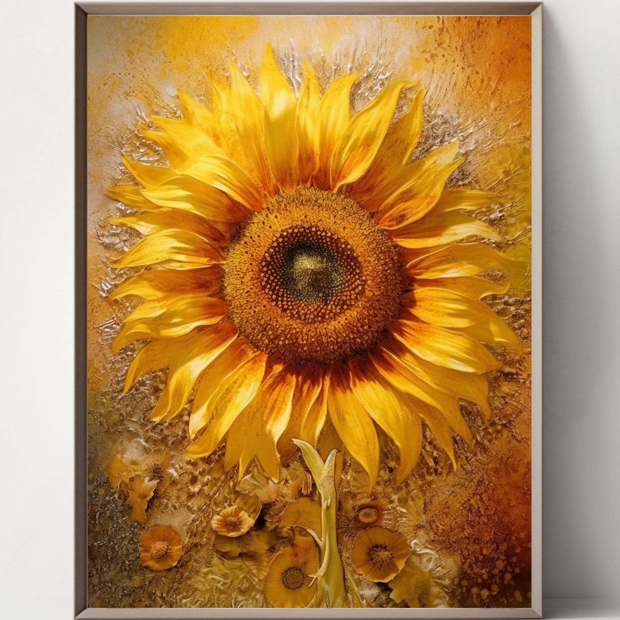 Set of 4 Sunflower Bouquet Print Set: Botanical Floral Wall Art ...