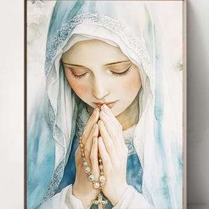 Set of 5 Blessed Virgin Mary Watercolor art, DOWNLOADABLE digital print, catholic printable, digital download, Christian