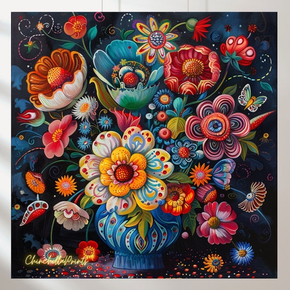 メキシカンスタイルの花瓶プリント5個セット：マキシマリストな壁飾り