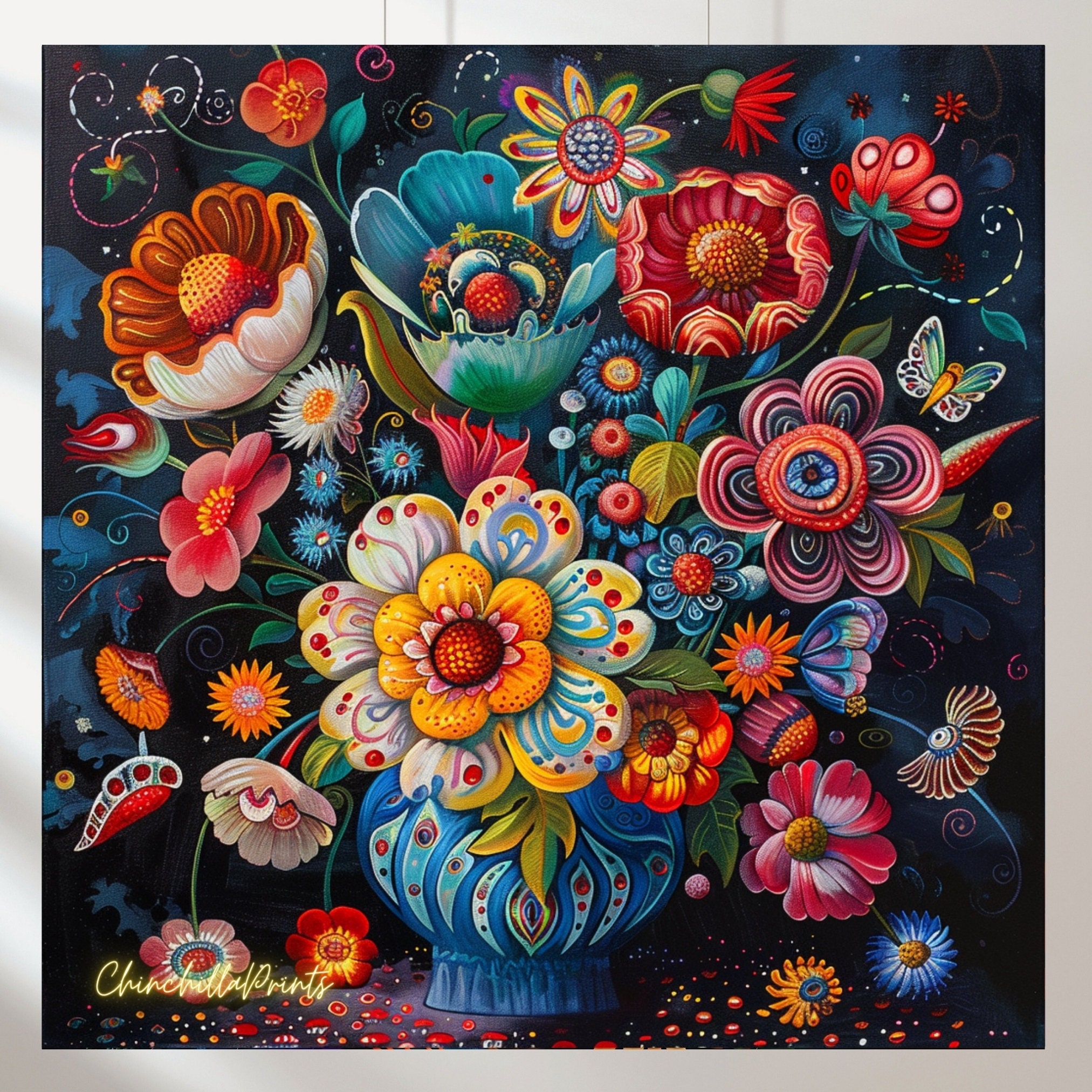 メキシカンスタイルの花瓶プリント5個セット：マキシマリストな壁飾り