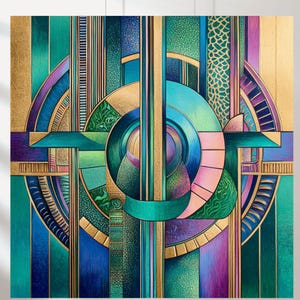 Conjunto de 5 láminas Art Déco verde y dorado: Arte mural vintage de los años 20 (Descarga digital)