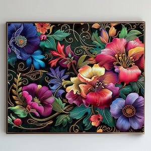 Art Nouveau Flowers Print Set: Vintage Style Wall Art (Digital Download)