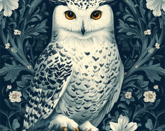 Lot de 10 impressions hibou Art nouveau : affiche vintage inspirée de William Morris (fichiers JPG)