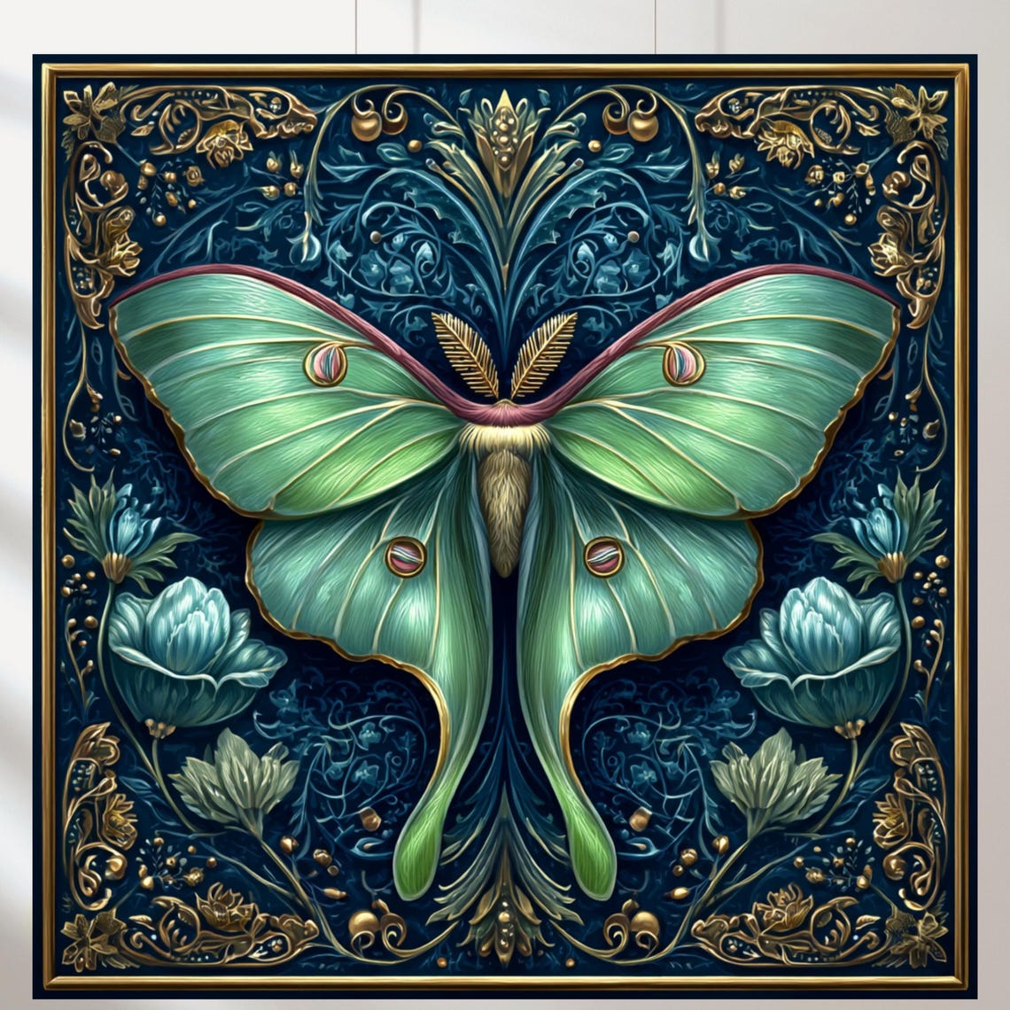 Art Nouveau Luna Moth Print Set: William Morris Floral Wall Art ...