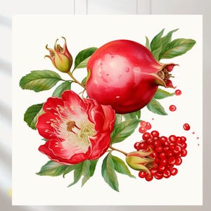 10 Pomegranate Clip Art, Watercolor Pomegranate Image, Watercolor Clip Art, Printable JPG Files, Instant Download, Commercial Use