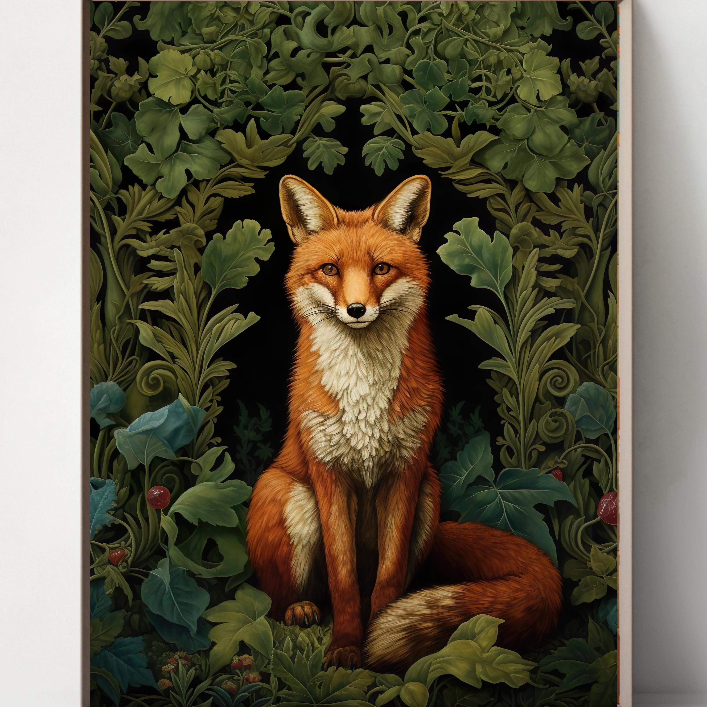 8.5''x11'' Set of 4 Fox Art Nouveau Prints: William Morris Floral