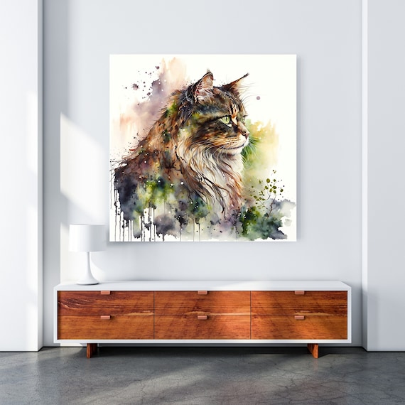 【原画販売】ノルウェージャンフォレストキャットの水彩画 原画販売】ノルウェージャンフォレストキャットの水彩画 原画