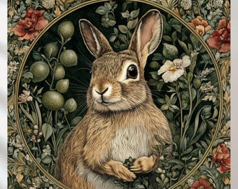 Set von 5 Bunny, Kaninchen im Jugendstil von William Morris