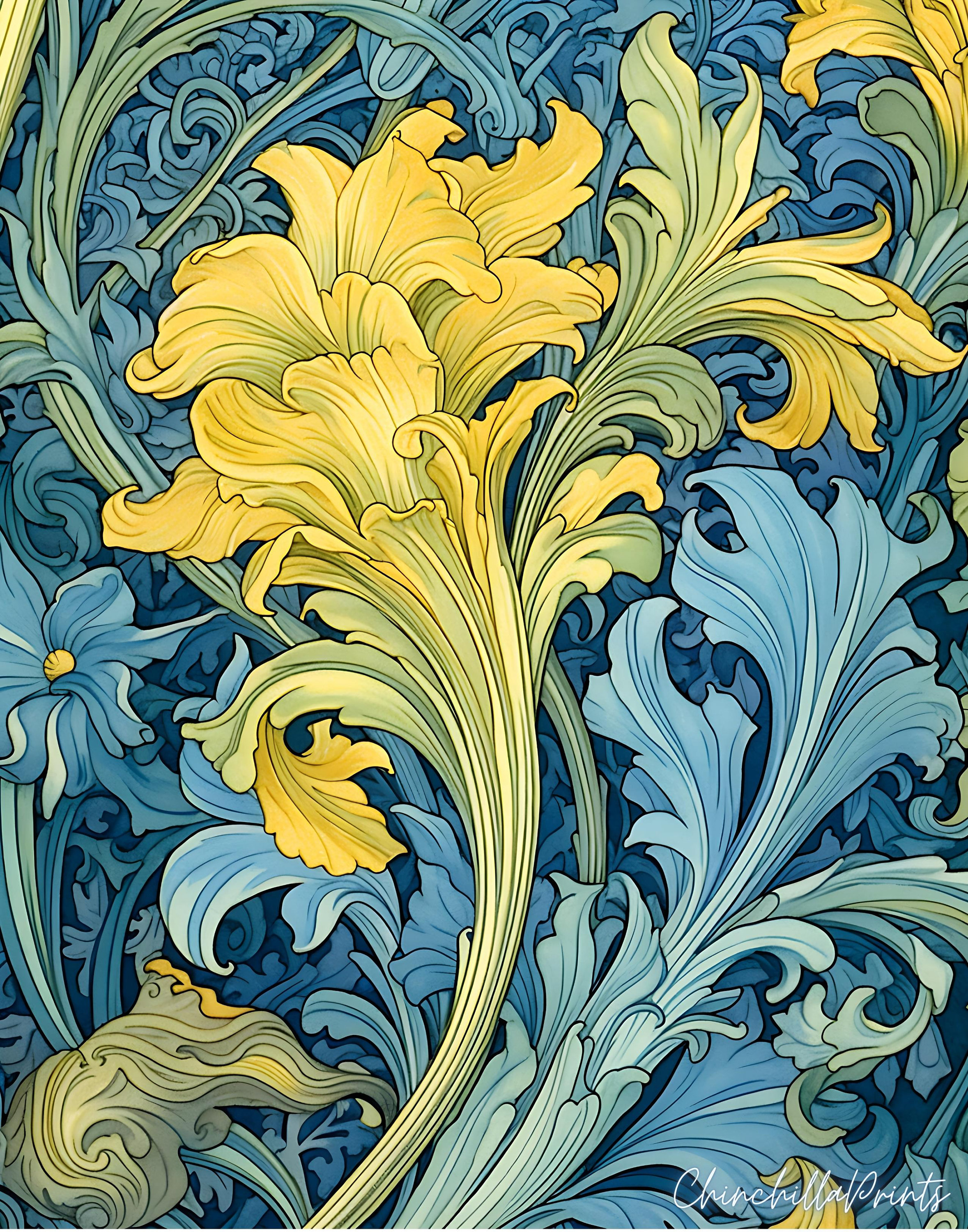 4 William Morris Style Art Nouveau Print Flower Prints Art Etsy