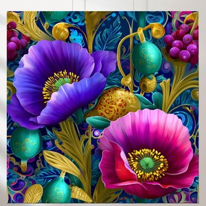 ポピーのシームレスなデザイン 商業利用のための5つの花のデザインのセット シームレスなイラスト