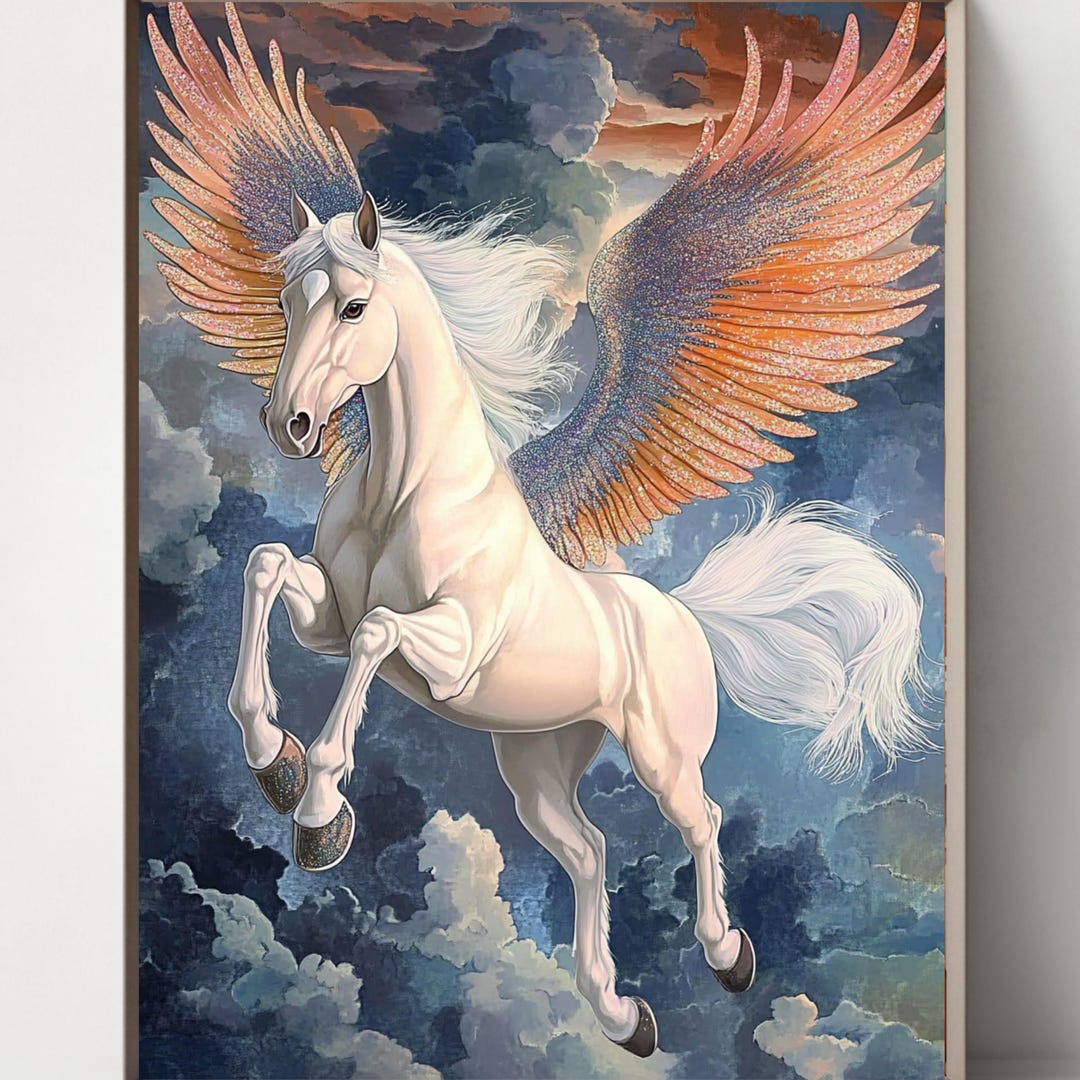 Set of 5 Pegasus Print: Winged Horse, Greek Mythology Art (digital ...