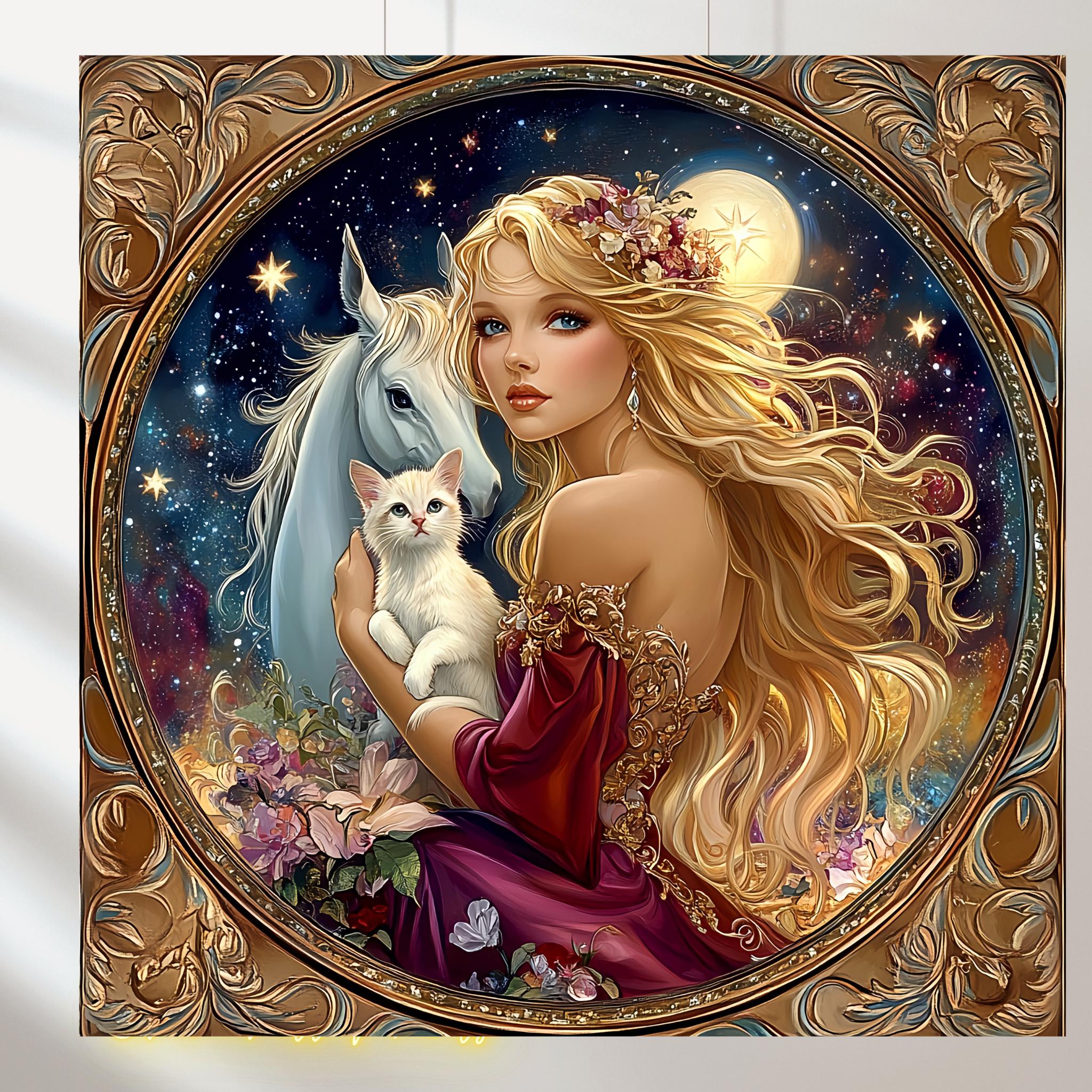 Fairy and Angel Art Prints: Rabbit, Cat Illustrations (digital Download ...